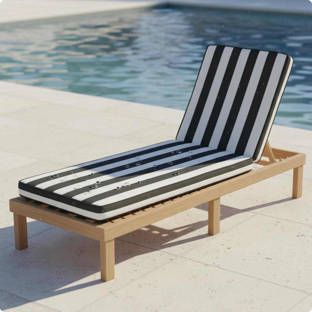 Beach Lounge Cushion Sunproof Beach Chair Pad Sun Lounger Mat Easy to Clean Sun Lounger Cushion Quick-Dry for Poolside
