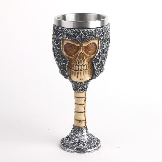 Ужасная Смола Череп Голова Чашка Для Вина Из Нержавеющей Стали Кубок Череп Чаша Для Вина Кубок Готический Хэллоуин Декоративный Виски Коктейль Напиток Стакан