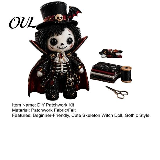 Kids And Adult Craft Kit Skeleton Witch Patchwork Kit, Gothic Girl Doll DIY Home Leisure Sewing Project Halloween for Adults Teens Handmade