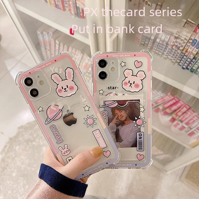 Zhitai Cartoon Rabbit iPhone 16 & 15 Pro Card Holder Case for Apple 14 XS