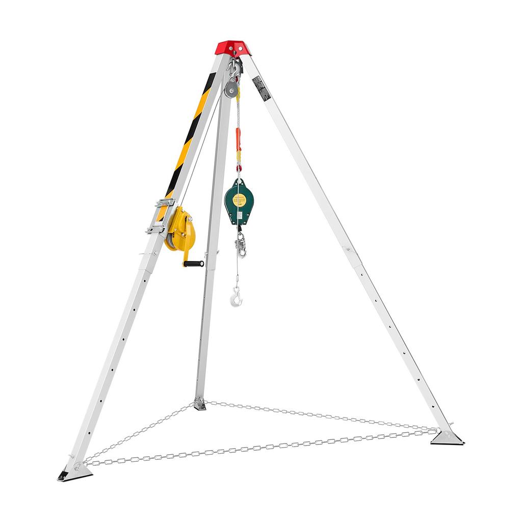 VEVOR Confined Space Tripod Kit, Heavy Duty Rescue Tripod Lifting Hoist 544 kg Winch, 1.25 m Adjustable Legs, 19.8 m Cable Portable Kit