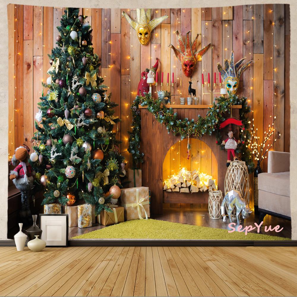 SepYue рождественские носки каминная елка праздничное украшение гобелен с принтом хиппи винтажный большой 3d тканевый настенный гобелен