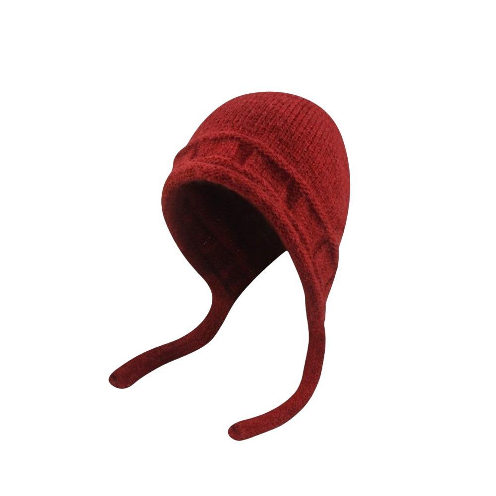 Plush Winter Knitted Hat Solid Color Pullover Hat Simple Warm Beanie Hat Girl