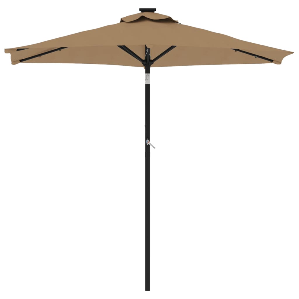 Vidaxl Parasol Ogrodowy Led, Stalowy Słupek, Taupe, 225X225X212 Cm
