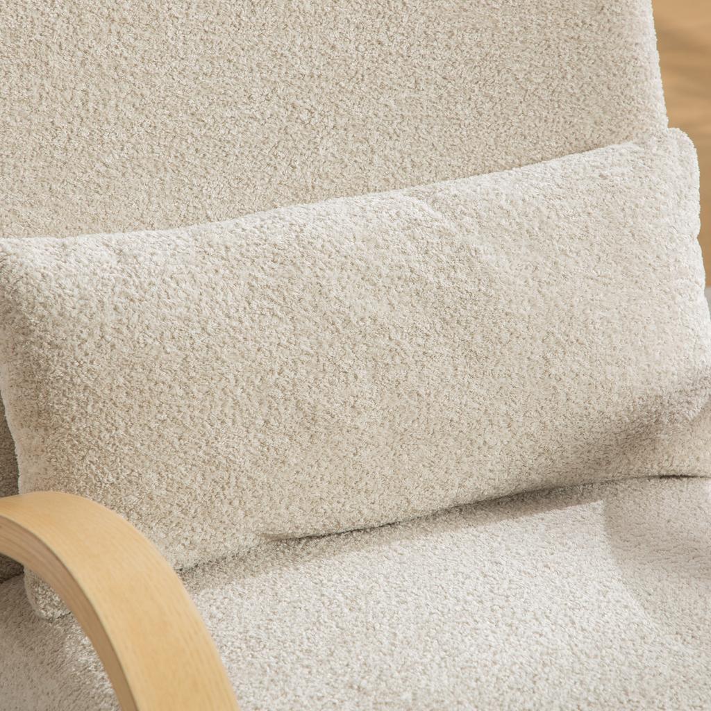 Scandinavian Fabric Lounge Chair – Soft Chenille Fabric and Sturdy Wood Frame, Ideal for Living Room & Bedroom-BEIGE