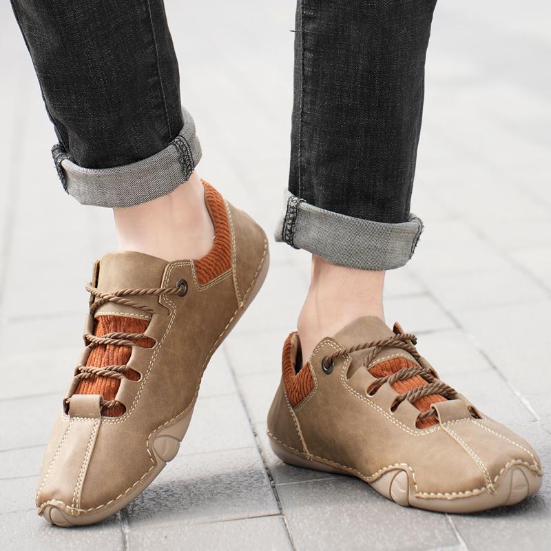 Модная повседневная обувь для мужчин, кожаные кроссовки, легкие туфли на плоской подошве для вождения, удобные мокасины для мужчин, новинка 2024 г.