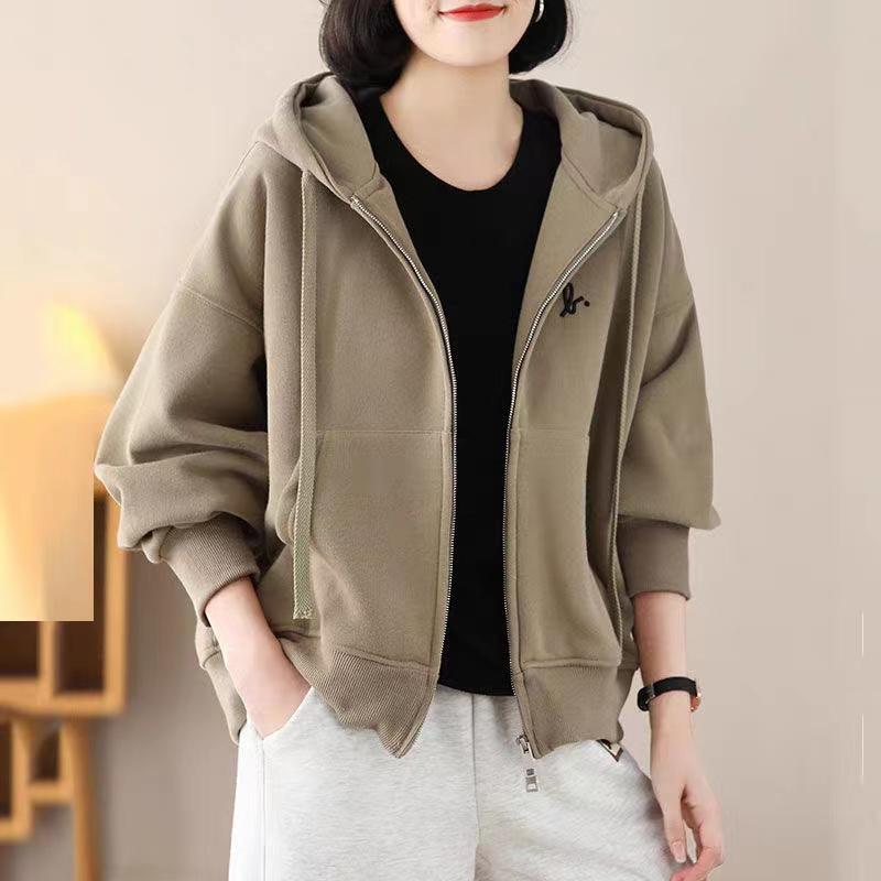 Женский повседневный весенний комплект куртки большого размера - Стильный кардиган-толстовка для мамы среднего возраста, коллекция 2025