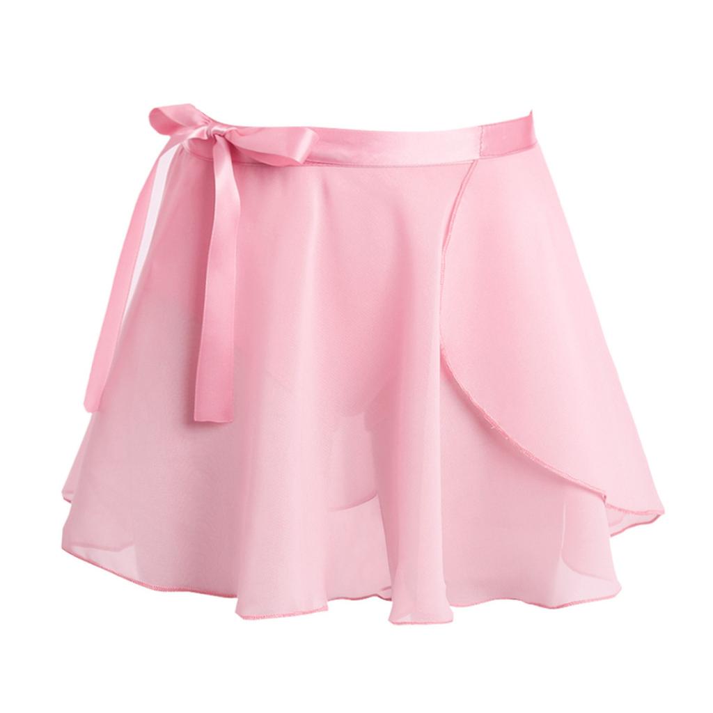 Girls Ballet Dance Basic Classic Chiffon Mini Wrap Over Skirt with Tie Waist Dancewear Costume
