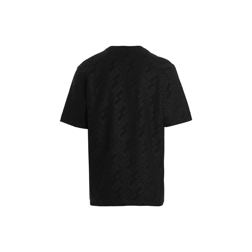FENDI T-Shirts Men's Black Crew Neck Moderate Straight Fit FY0936AM7KF0QA1