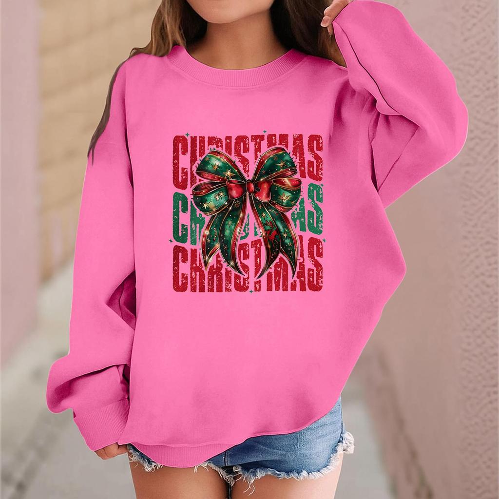 Children's Fashionable Casual Long-sleeved Loose Christmas Print Pullover Sweatshirt