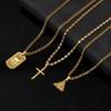 3 шт. Регулируемое ожерелье с подвеской-крестом из нержавеющей стали для мужчин - Геометричная минималистичная цепочка с золотым покрытием, Унисекс, на каждый день