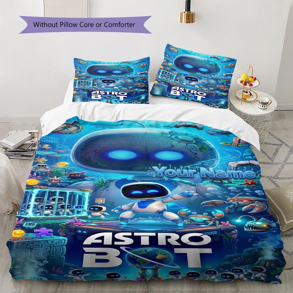 ASTRO BOT Custom Name Pattern Bedding,Quilt Set Quilt Cover Pillowcase Home Birthday Gift(1 * duvet cover + 2 * pillowcase, without core)