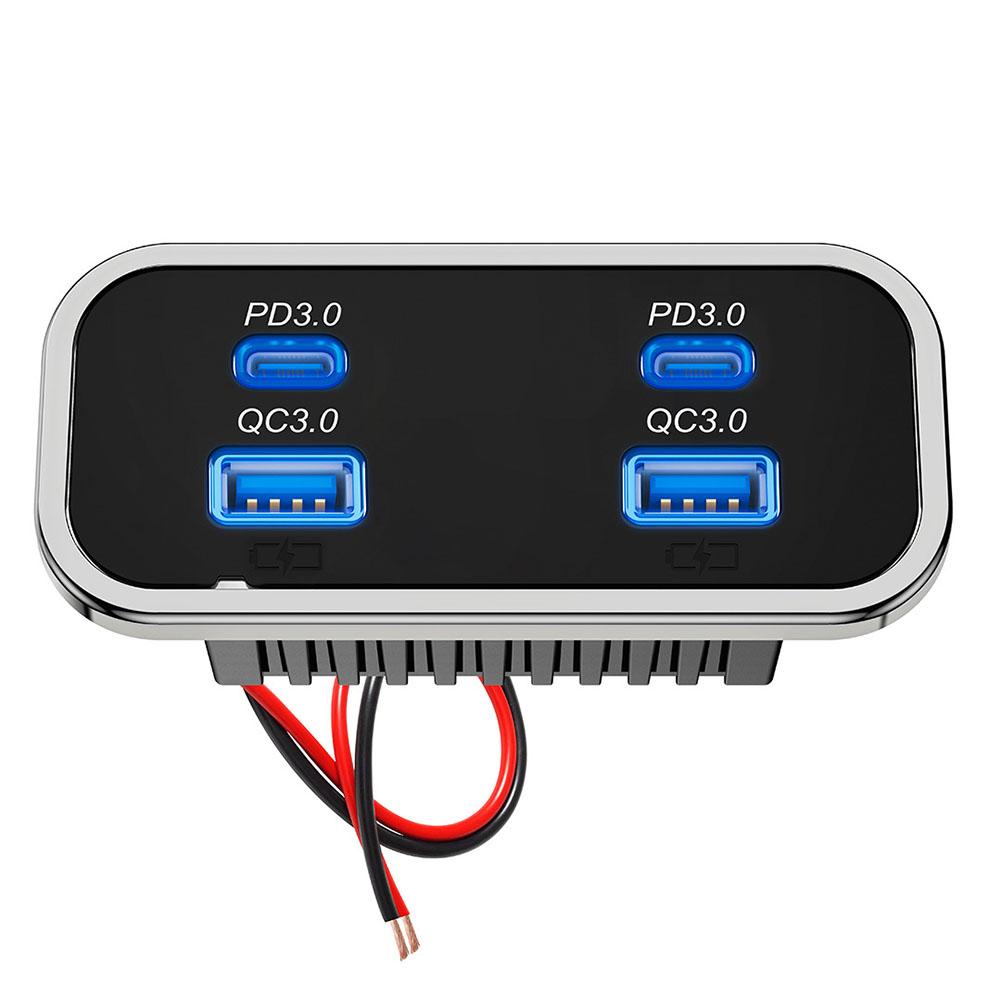 4-портовый USB-разъем 12 В для автодома, 18 Вт, двойной Type-C PD3.0 Быстрая зарядка и QC3.0, Панель, Настенный адаптер-зарядное устройство для морского транспорта, Автобуса, Квадроцикла, Грузовика