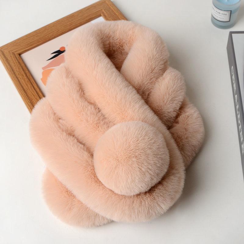 Rex Rabbit Fur Scarf Female Winter Korean Version of Wild Fur Rabbit Fur Collar Student Warm Cute Plush Scarf