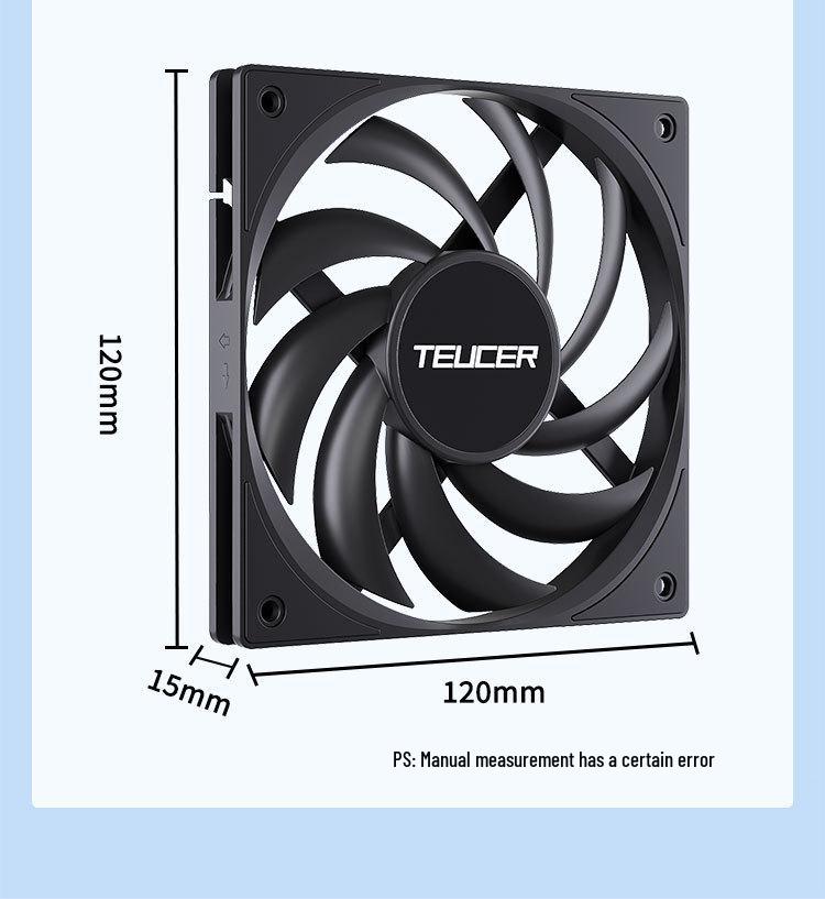 TEUCER 12015 15мм Тихий Черный Вентилятор для Настольного ПК с Контролем Температуры