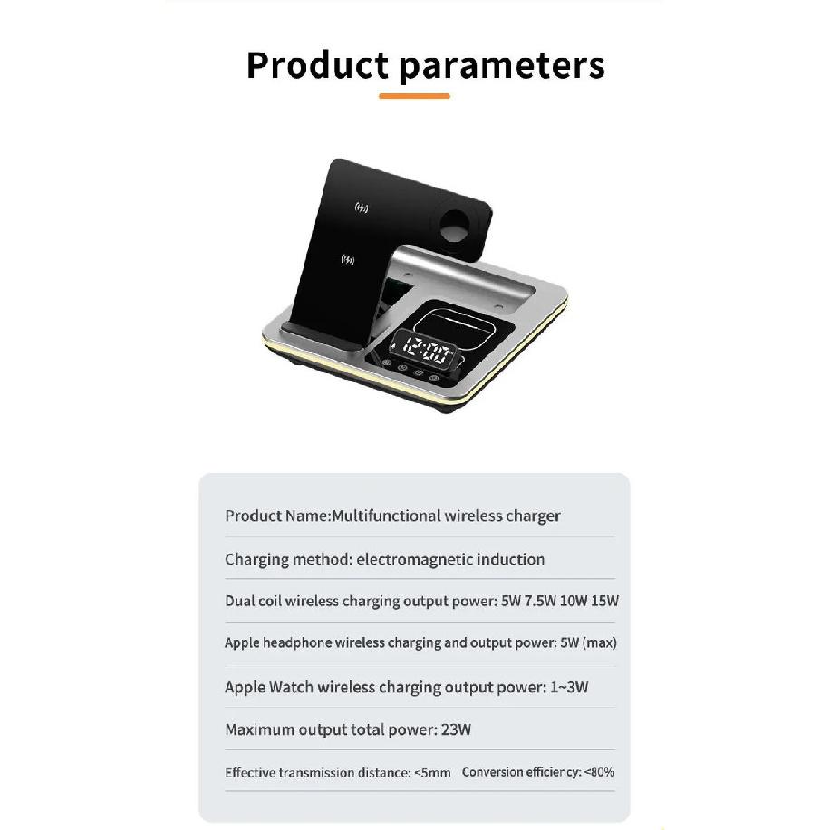 3 In 1 Wireless Magnetic Charger Station With Clock Display