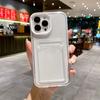 3 In 1 Card Bag Holder Transparent Phone Case For Iphone 11 12 13 14 Pro Max Xs X Xr 6 6s 7 8 Plus Se 2022 2020 Clear Soft Cover