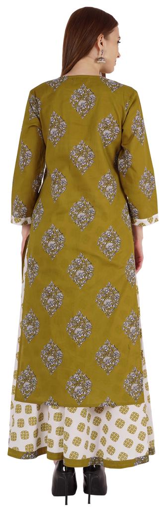Phagun Indian Ethnic Cotton Kurti & Skirt Set For Women  S Partywear Dress Printed Traditional