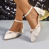 Fashion Zapatos De Mujer Lady Fashion Pointed Toe Beige High Quality Spring Buckle Strap Square Heel Shoes Lady Classic Heel Shoes