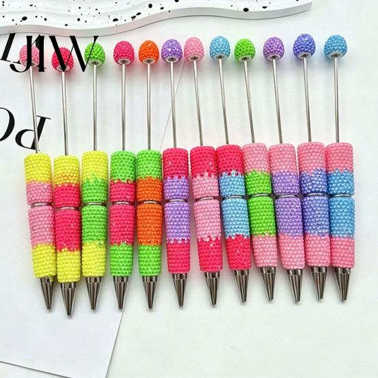 Novelty Rainbow Pens DIY Beadable Pen, Colorful Fancy Beaded Crafting Ballpoint Gift for Students, Party Favors, Creative Office Supplies Decorative