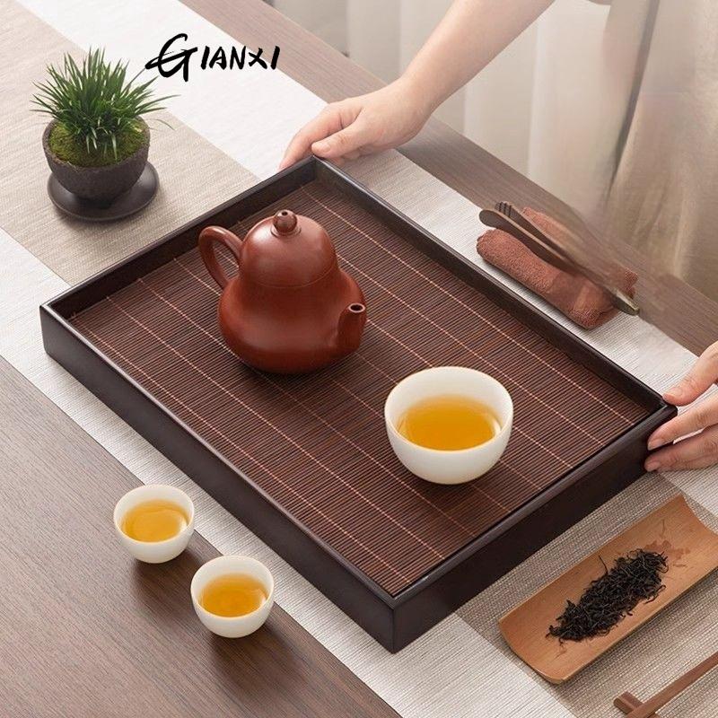 GIANXI Home And Kitchen Tea Tray Portable Dishes For Tea Ta Kawi Bamboo Rectangle Wooden Tray For Chaban Tea Table