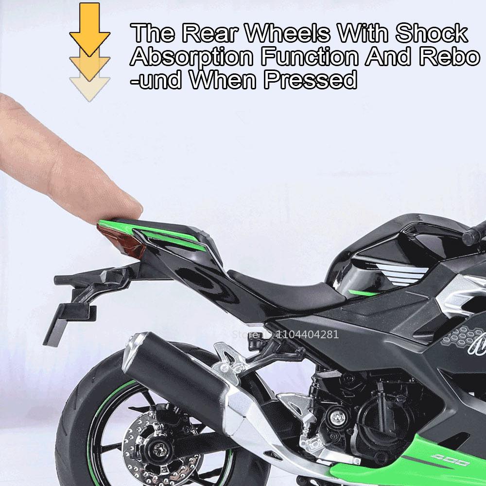 1:12 Kawasaki Ninja 400 Zx6r Сплав Мотоцикл Литая Модель Миниатюрные Игрушки Машина Управление Передним Колесом Со Светом Транспортные Средства Подарки для Мальчиков
