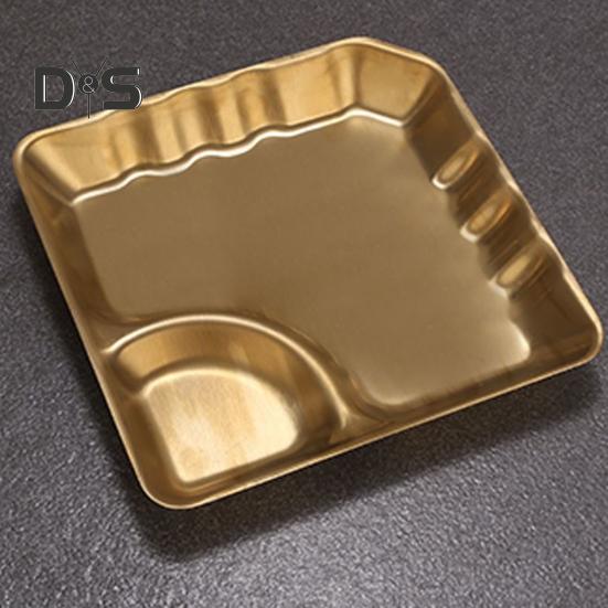 Поднос для закусок из нержавеющей стали с миской для макания, полированный дизайн, поднос для сэндвичей, суши, чипсов, пельменей, салатов