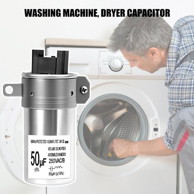 W11395618 Конденсатор для стирально-сушильной машины 50 мкФ 250 В для W10866250 W11315694 W11162560 W10625046 4931353 PS12731163 W10843769