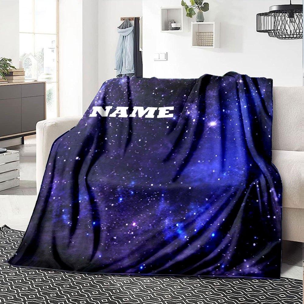 Starry Night Galaxy Cozy Customizable Blanket Customize Your Name Soft Warm Cozy Perfect For Sofa Couch Office Bed Picnics For All Occasions Versatile