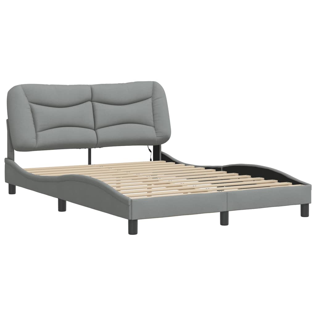 Vidaxl Rama Łóżka Z Oświetleniem Led Bez Materaca Jasnoszary 140X190Cm