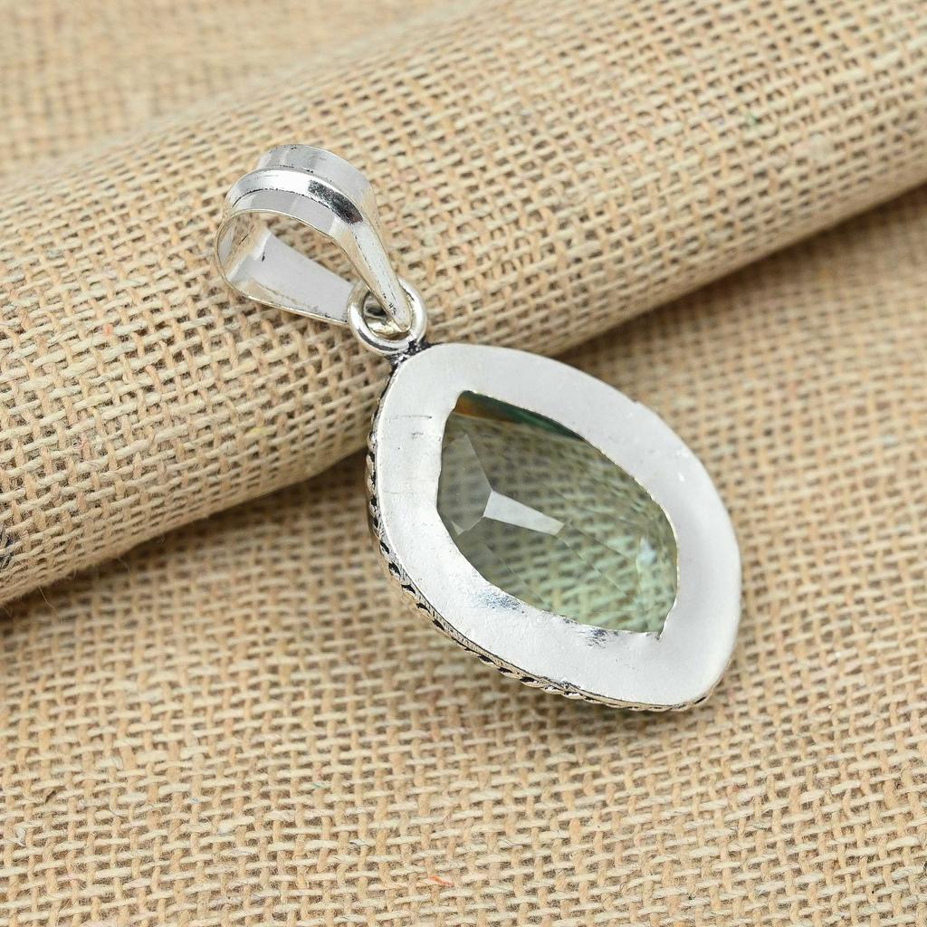 Зеленый аметист драгоценный камень стерлингового серебра 925 пробы ручной работы очаровательный кулон ювелирные изделия