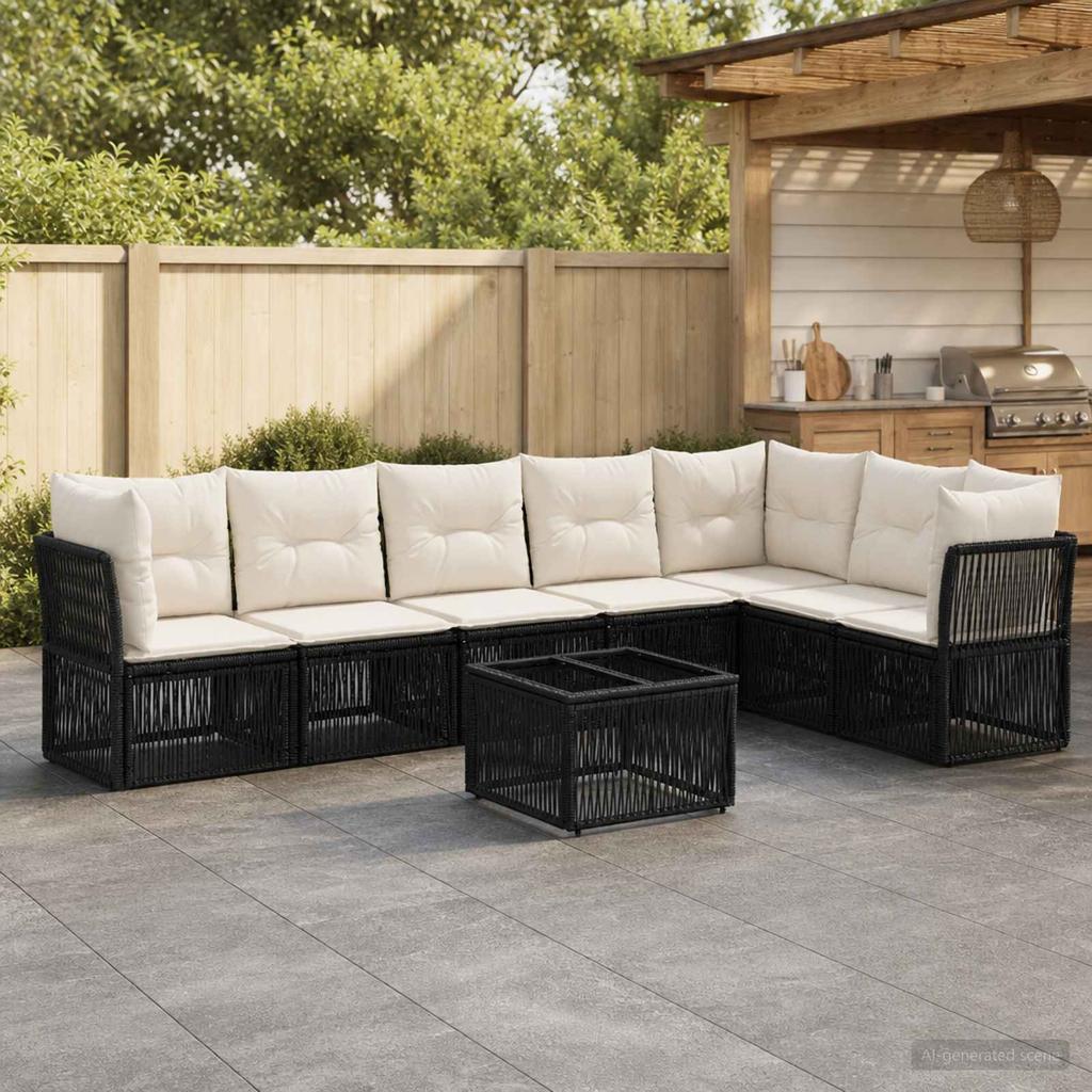 Garden Sofa Set 8 pcs. Black Poly Rattan