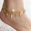 Leaf Tassels Two Layer Beach Sandal Ankle Chain Foot Bracelet Anklet KTJ