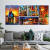 World Famous Street Scenery Canvas Paintings Night Scene Canvas Picture European Oil Painting Print for Living Room Wall Decor No Frame