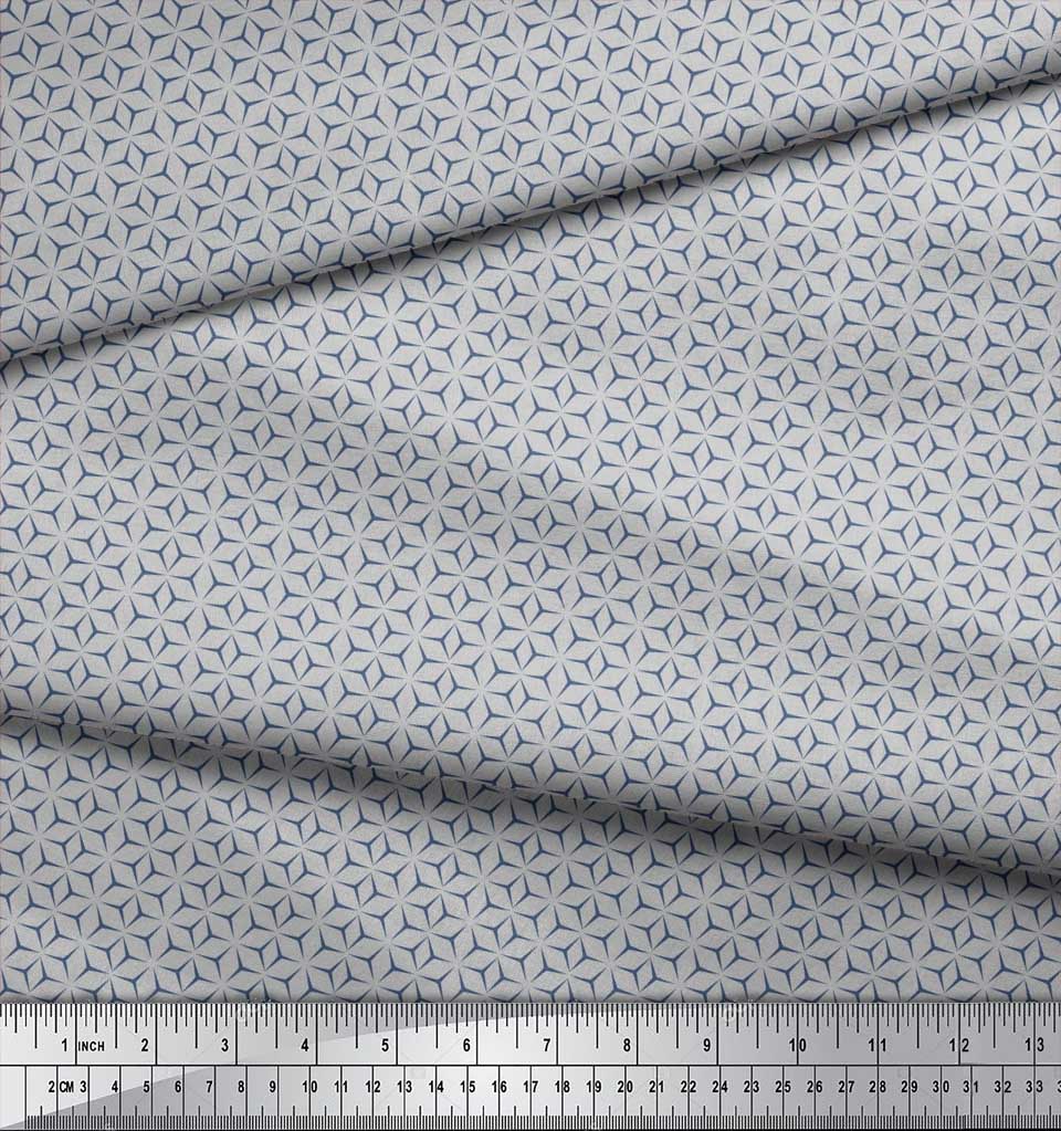 Soimoi Japan Crepe Satin Fabric Geometric Small Print Sewing Fabric Metre 42 Inch