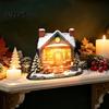 Seasonal Party Supplies Christmas Glowing House Ornament, LED Wooden Tabletop Decor for Durable Decorative Accents Holiday Village Display,