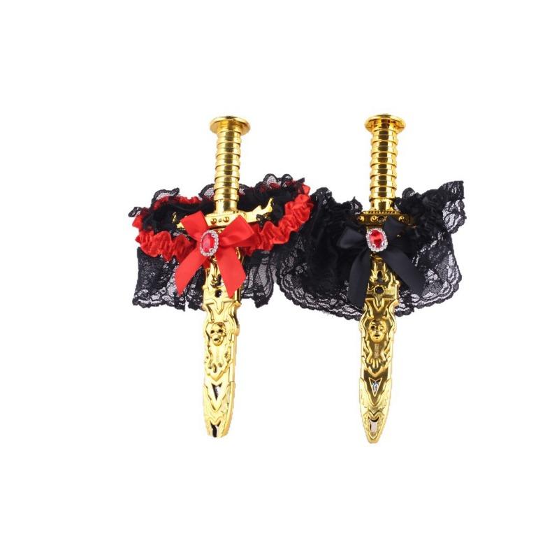 1 шт. Хэллоуин Пиратская шляпа Пластиковый кинжал Набор Карибский аксессуар для костюма с черными кружевными леггинсами Реквизит для детской вечеринки