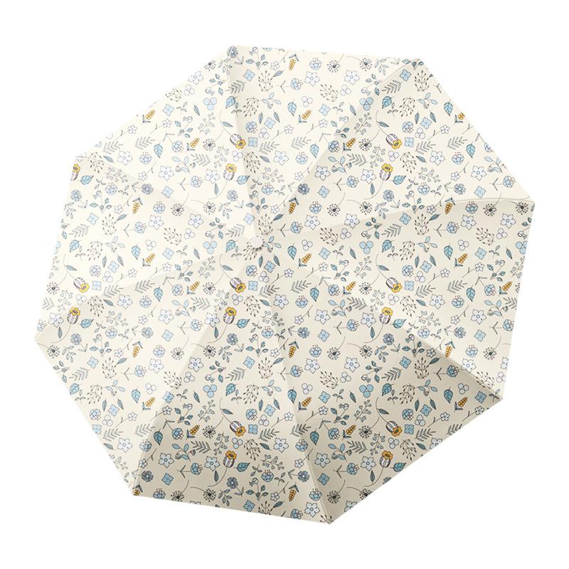 Small Fresh Three Fold 8 Sun Umbrella Umbrella Small Daisy Hand Open Vinyl Sunshade