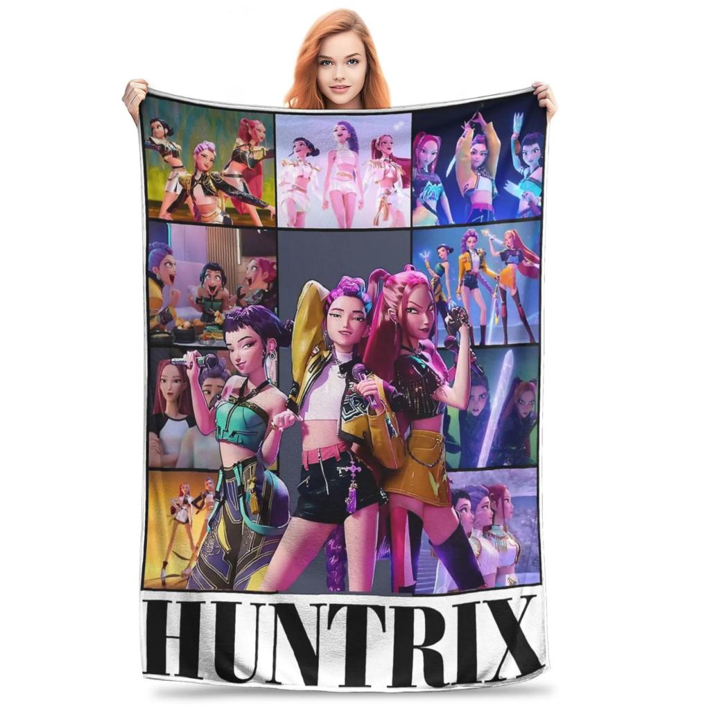 Kpop Охотники на демонов Huntrix Фильм Ультрамягкий плед для дивана Разные размеры Постельное белье Пледы x Дюйм
