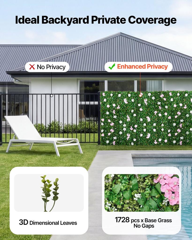 Artificial Luxury Flower Wall Backdrop, 2 PCS, Each Panel 61 x 243.8 cm, Gorgeous 3D Silk Floral Backdrop Pet Friendly, Easy Installation Flower Wall
