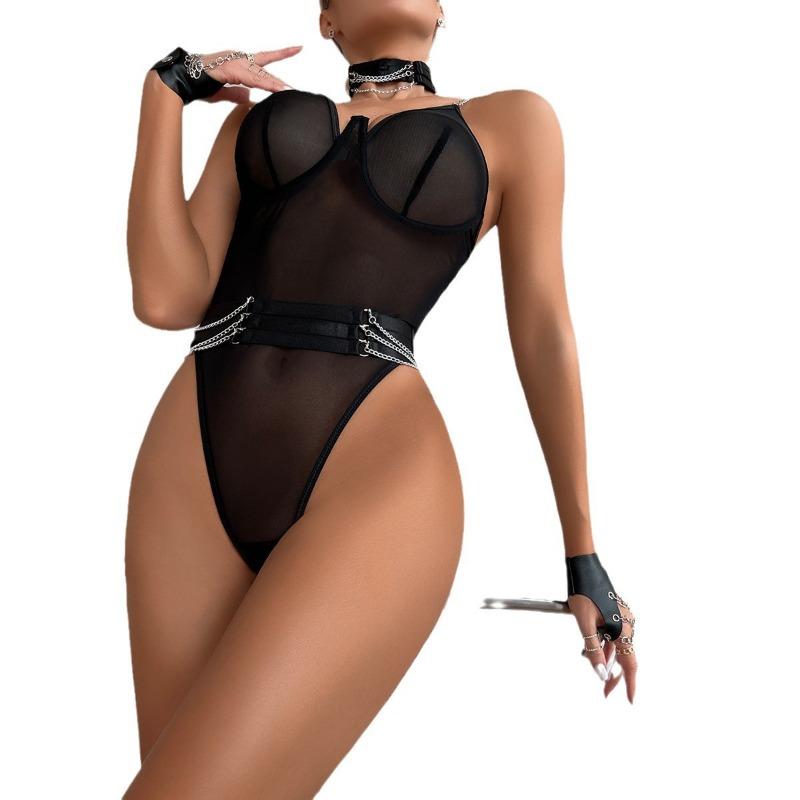 New Sexy Thin Corset Suspender One-piece Chain Decorative Lingerie Set