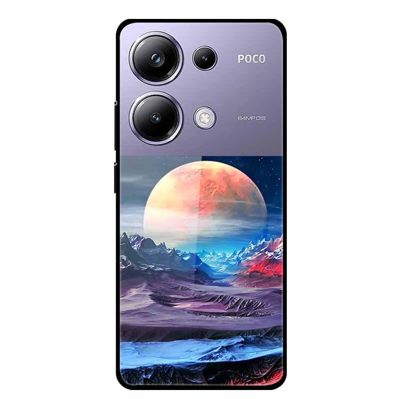 Красочный эстетичный чехол из закаленного стекла для Redmi 12 5G и POCO M6 PRO