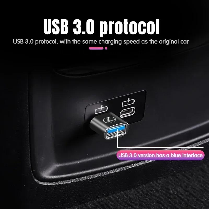 WDM2 2026 Hot Interior Stickers Car Type-C To USB 3.0 Interface Mini Converter Charging Adapter For Lexus ES300 RX330 RX300 GS300 IS2