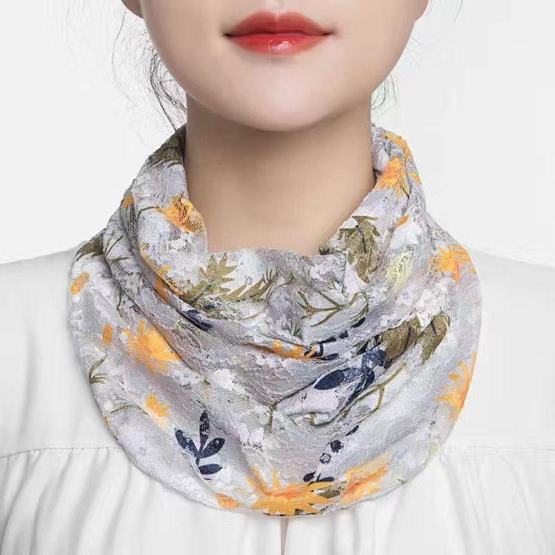 Summer Ice Silk Scarf Mask Neck Protector Fake Collar Printing Riding Protection Anti-ultraviolet Breathable Sunscreen