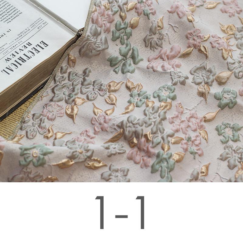 Синий одуванчик золотой шелковый жаккард ткань тиснение масляная живопись текстура пузырчатая ткань элегантный 3D жаккардовый цветочный ткань шитье