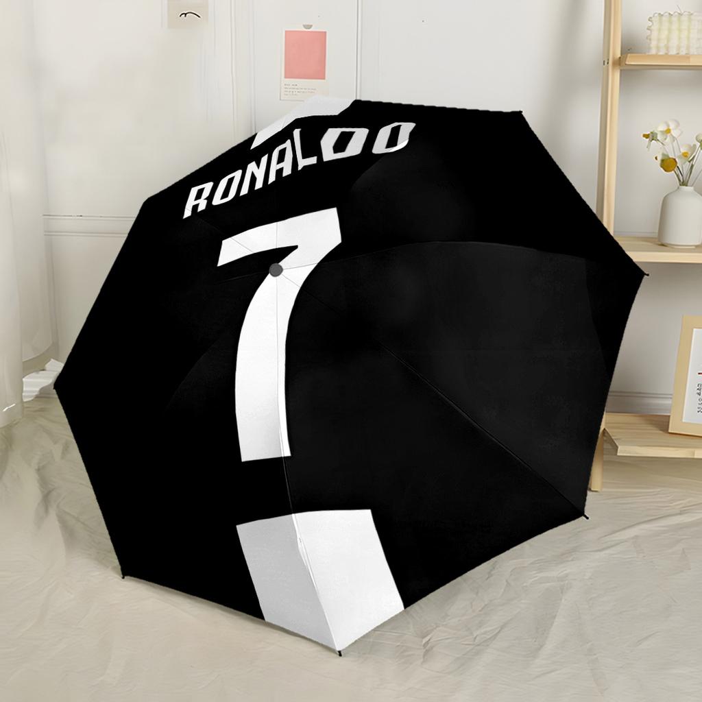 Ronaldo's Number Seven Portable Automatic Umbrella Compact 8-Rib Lightweight Compact Design Durable Everyday Carry Umbrella Fashionable