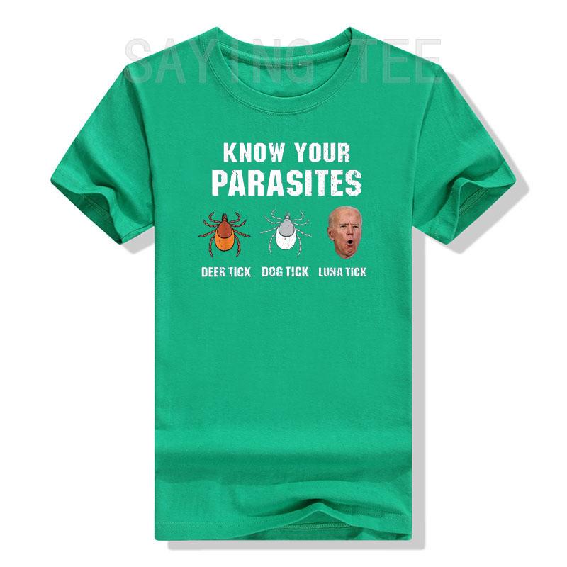 Know Your Parasites Funny Joe Biden TShirt Sarcastic Sayings Quote Jokes Graphic Tee Tops Unisex Clothing Campaign Street Outfit