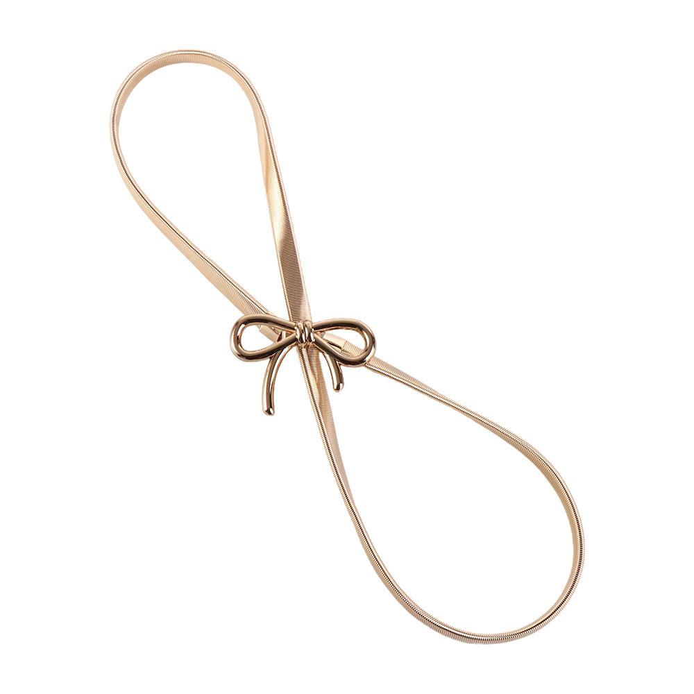 Y2k Thin Belt Silver Metal Waist Chain Sweet Elastic Bow Belt Trouser Decoration