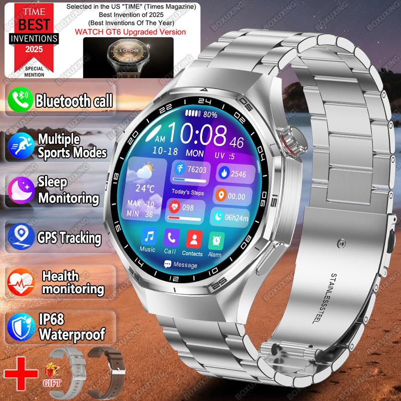 Глобальная версия Watch 6 Pro Новые умные часы для мужчин Экран GPS-трек Bluetooth-звонок Водонепроницаемые Спортивные Пульс Умные часы