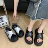 Niche silver sandals women's 2025 summer new retro outer wear student versatile platform casual beach shoes